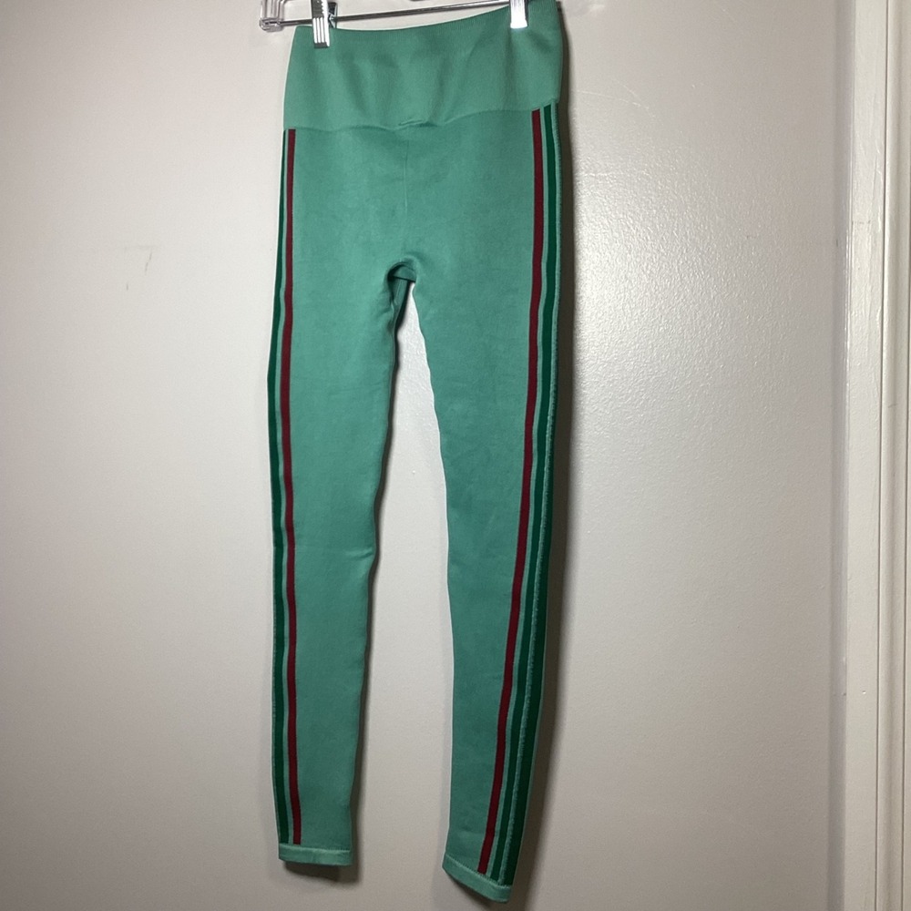 Fabletics‎ Teal Blue High-Waisted Seamless Stripe Gym Wear Leggings Small NWT